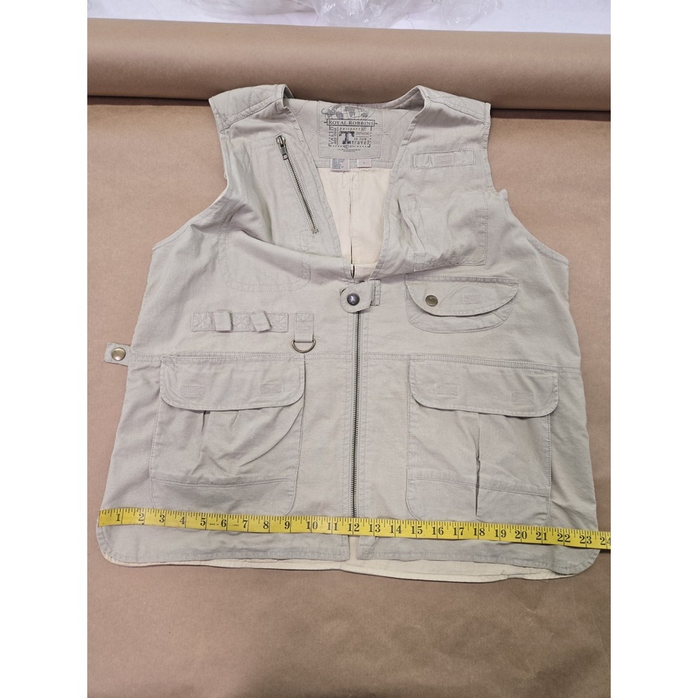 Royal Robbins Men's Large‎ Khaki Utility Vest Outdoor Travel Hunting Zip Up - Picture 15 of 16